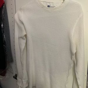 White long sleeve waffle tee